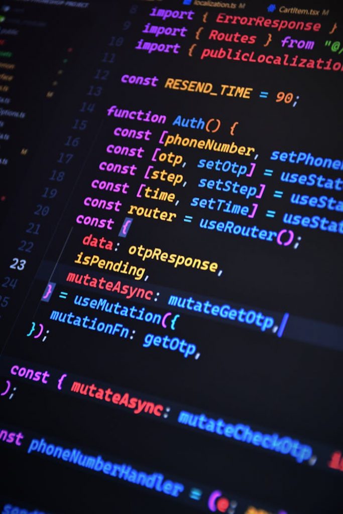 pexels photo 29445973 Close-up of vibrant JavaScript code for web development with ReactJS and Tailwind CSS.